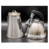 Metal Coffee Pot and Teapot Set