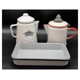Enamelware Coffee Pots and Baking Pan