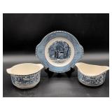 Currier & Ives Blue Dishware Set