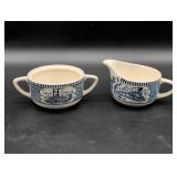 Currier & Ives Creamer and Sugar Bowl Set