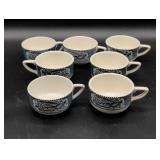 7 Currier & Ives Teacups