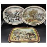 Currier & Ives Themed Decorative Trays
