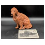 Terracotta Dog Statue with Artwork