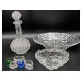 Imperial Decanter and Heisey Ribbed Dish with Acce