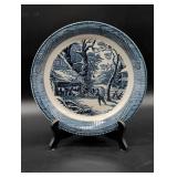 Currier & Ives Blue Transferware Plate