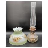 Aladdin Model 23 Glass Oil Lamp with Floral Shade