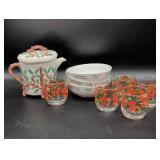 Holiday-Themed Ceramic Set with Glassware