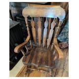 Wooden Rocking Chair with Carved Backrest