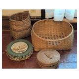 Four Woven Sewing Baskets