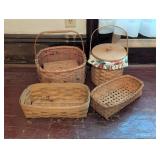 Four Woven Kitchen Baskets