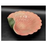 Pink and Green Ceramic Shell-Shaped Dish