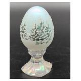 Fenton Glass Egg with Winter Scene