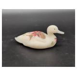 Fenton Hand-Painted Duck with Floral Design