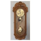 Wood-Cased Wall Clock with Pendulum