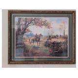 Framed Equestrian Scene Print with Gilt Frame