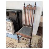 Victorian-Style Wooden Side Chair with Upholstered
