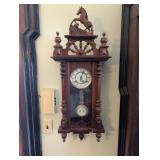 Carved Wood Wall Clock with Horse Finial