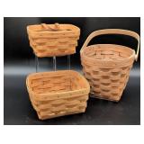 Three Woven Wood Baskets