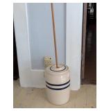 Stoneware Butter Churn with Wooden Plunger