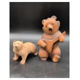 Russian Hand-Carved Wooden Bear Figurines