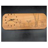 Wooden Wall Clock with Wildlife Engravings