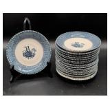 17 Currier & Ives Blue Pattern Saucers
