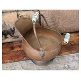 Brass Ash Bucket with Ceramic Handles