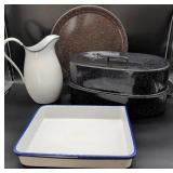 Enamel Cookware and Ceramic Pitcher