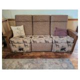 Three-Seat Reclining Sofa with Rustic Upholstery