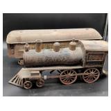 Vintage Metal Train Engine and Passenger Car