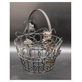 Metal Wire Basket with Grape and Vine Design