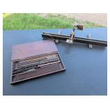 Wood Box with Drill Bits and Metal Tool Fixture