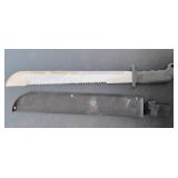 Machete with Serrated Blade and Sheath