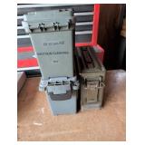 Three Ammo Cans: Two Plastic, One Metal
