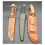 Three Fixed Blade Knives with Sheaths