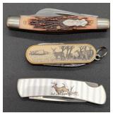 Three Multi-Blade Pocket Knives