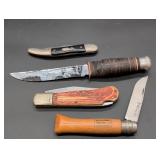 Four Folding and Fixed Blade Knives
