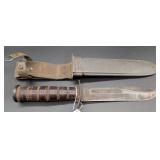 Fixed-Blade Knife with Sheath and Leather Handle