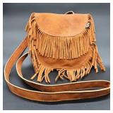 Brown Fringe Suede Crossbody Bag