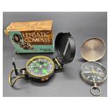Two Compasses, Including Lensatic Model
