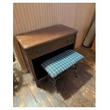 Wooden Desk with Drawer and Metal Bench