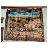 Woven Tapestry Featuring Galloping Horses