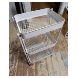 Three-Tier White Metal Rolling Cart