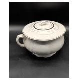 White Ceramic Tureen with Lid and Handle
