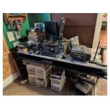 Desk with Ham Radio and Electronics Setup