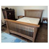 Solid Oak Queen Bed Frame With Mattress