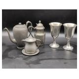 Pewter and Metal Tableware Set
