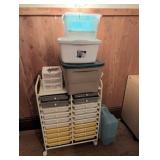 Rolling Storage Cart with Plastic Bins