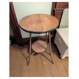 Wood-Top Side Table with Metal Base