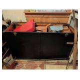 Large Black Wooden Trunk with Hinged Lid